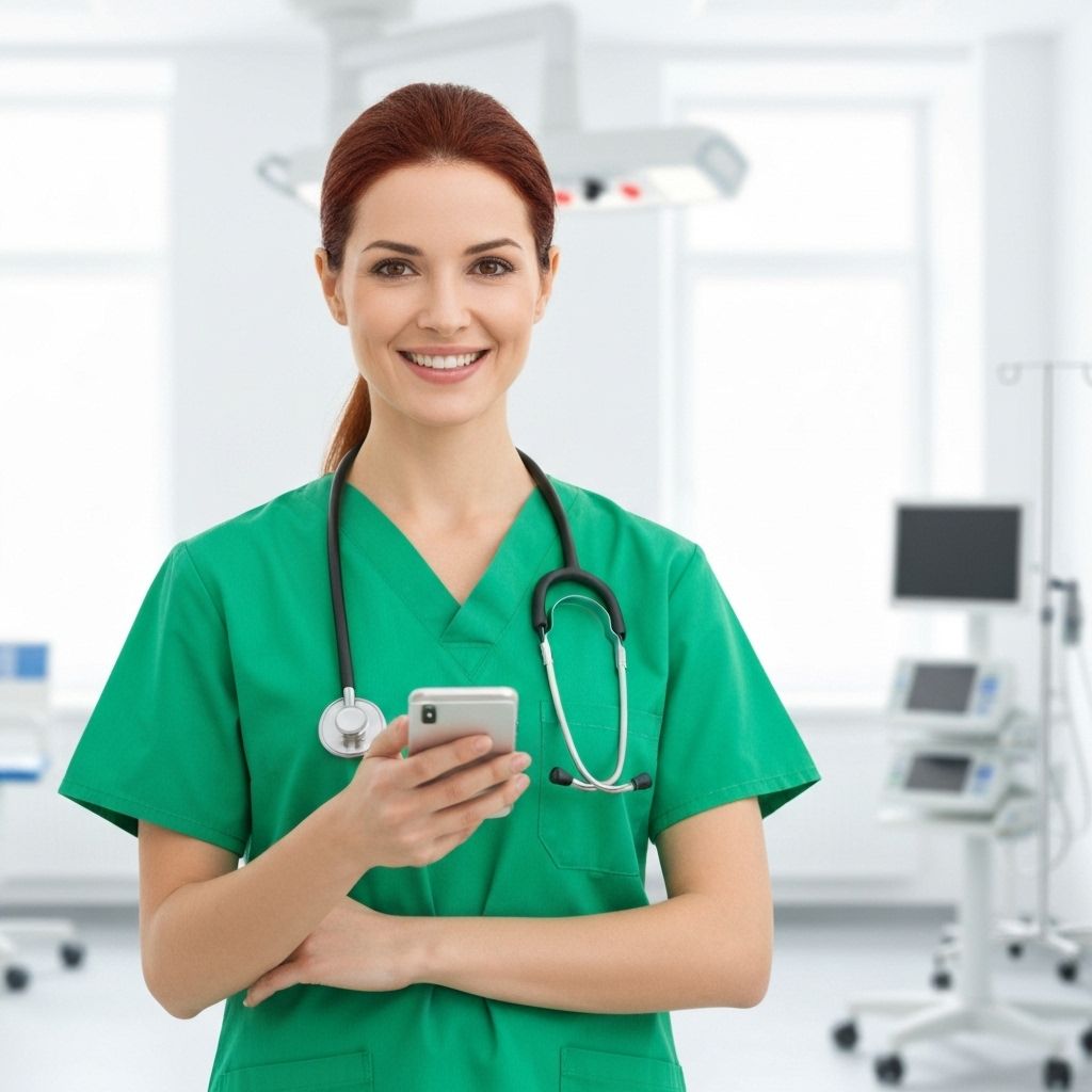 Healthcare professional with phone
